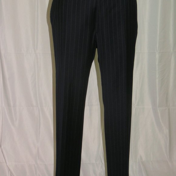 Arthur & Fox Flat Front Blue Striped Two Button Suit 44R - Picture 10 of 13